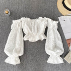 Women's High Waist One-Shoulder Tube Top Shirt