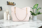 Michael Kors Jet Set Large Powder Blush X Cross Chain Shoulder Tote Handbag