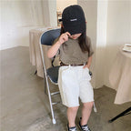 Girls' Short Sleeve T-Shirt and White Shorts Set