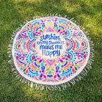 Round Fringed Mandala Beach Towel
