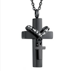 Stainless Steel Double Cross Urn Necklace