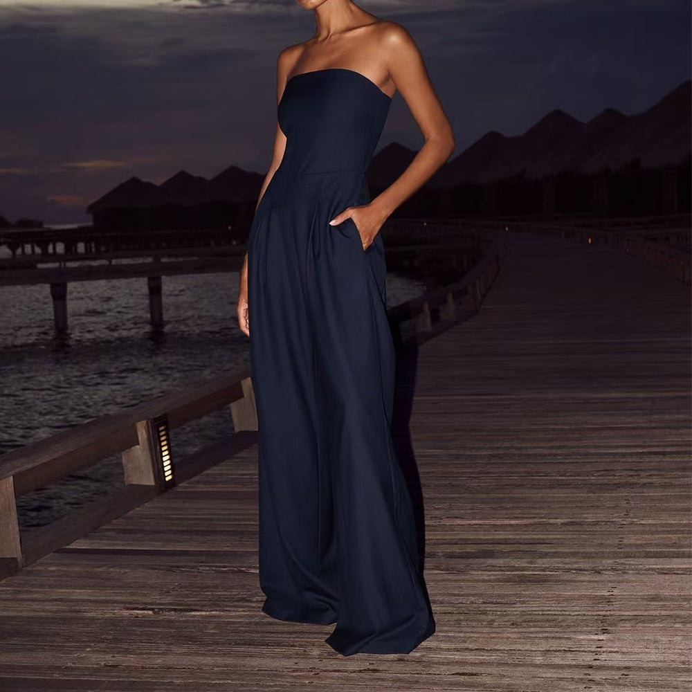 Women's Tube Top Wide-Leg Jumpsuit