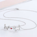 Heart Necklace with White Mother-of-Pearl and Dog Design