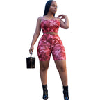 Women's Camouflage Crop Top and Shorts Set