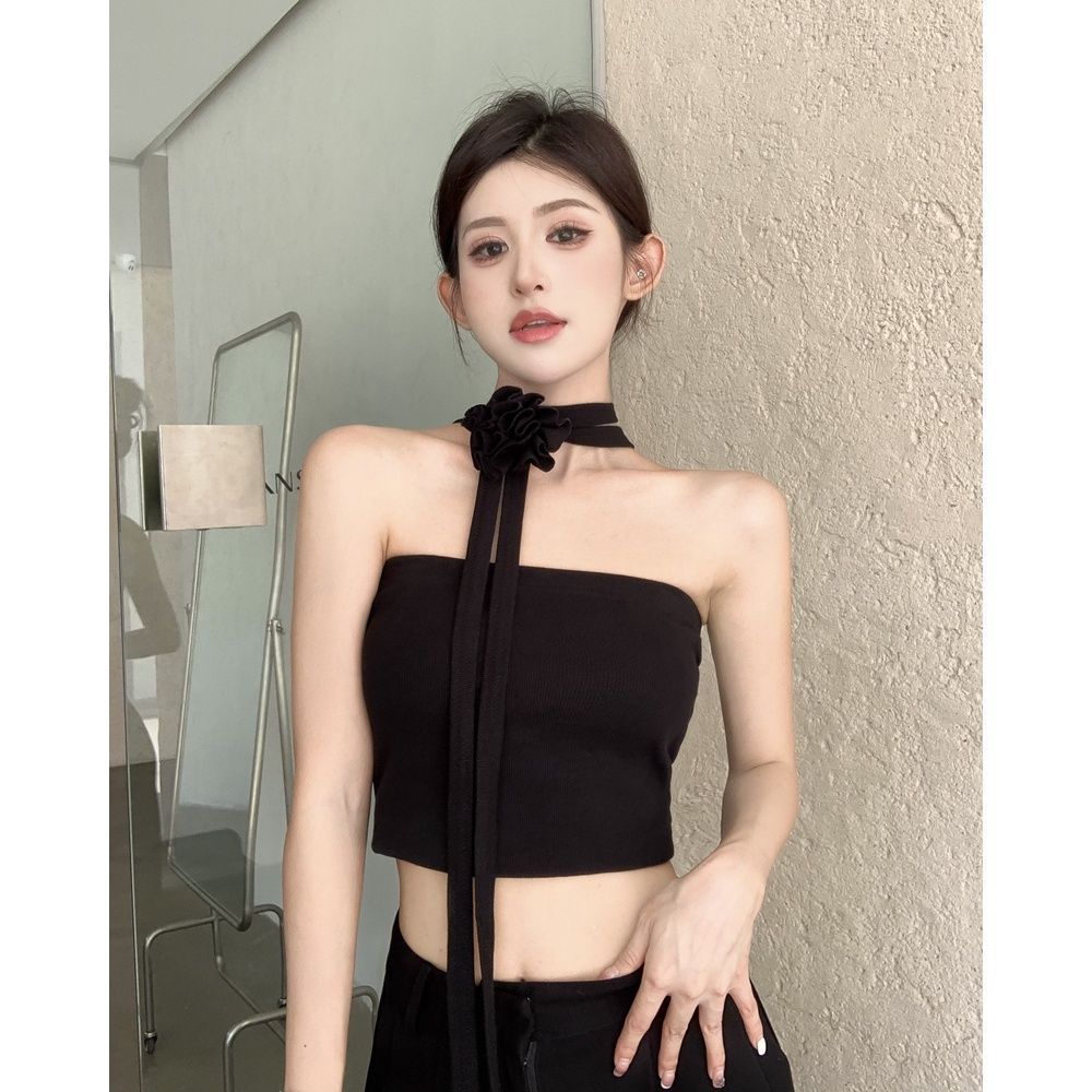 Cropped Tube Top with Harness Straps