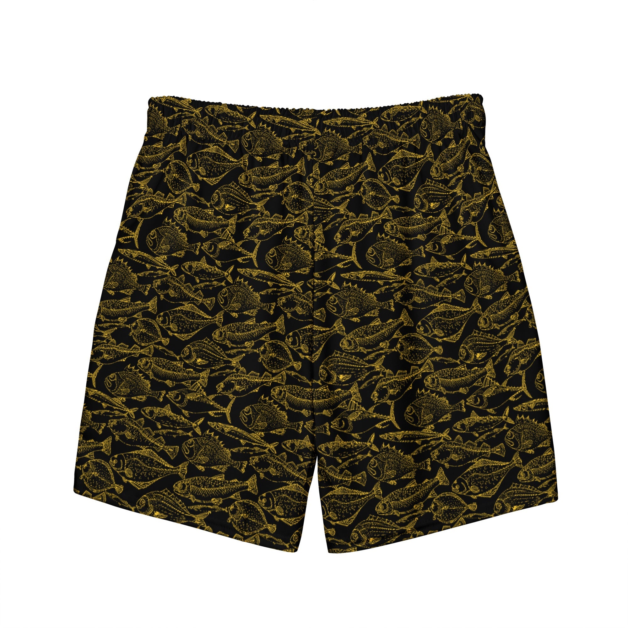 Men's Gold Fish Print Swim Trunks