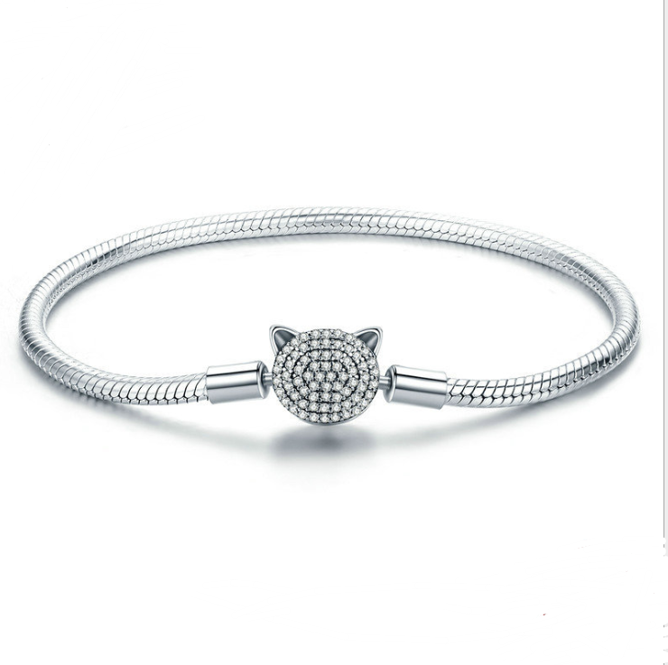 Sterling Silver Cat Bead Bracelet