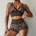2019 Women's Yoga Outfit - Leopard Print Top & Shorts