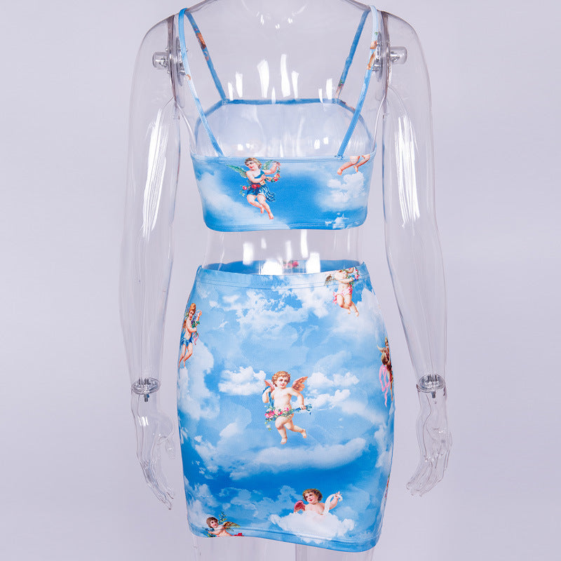 Cherub Print Cami and Skirt Set