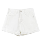 Women's White Denim Shorts - Summer Loose Fit Wide-Leg