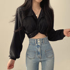 Women's Summer Back Tie Bow Knot Crop Top Shirt