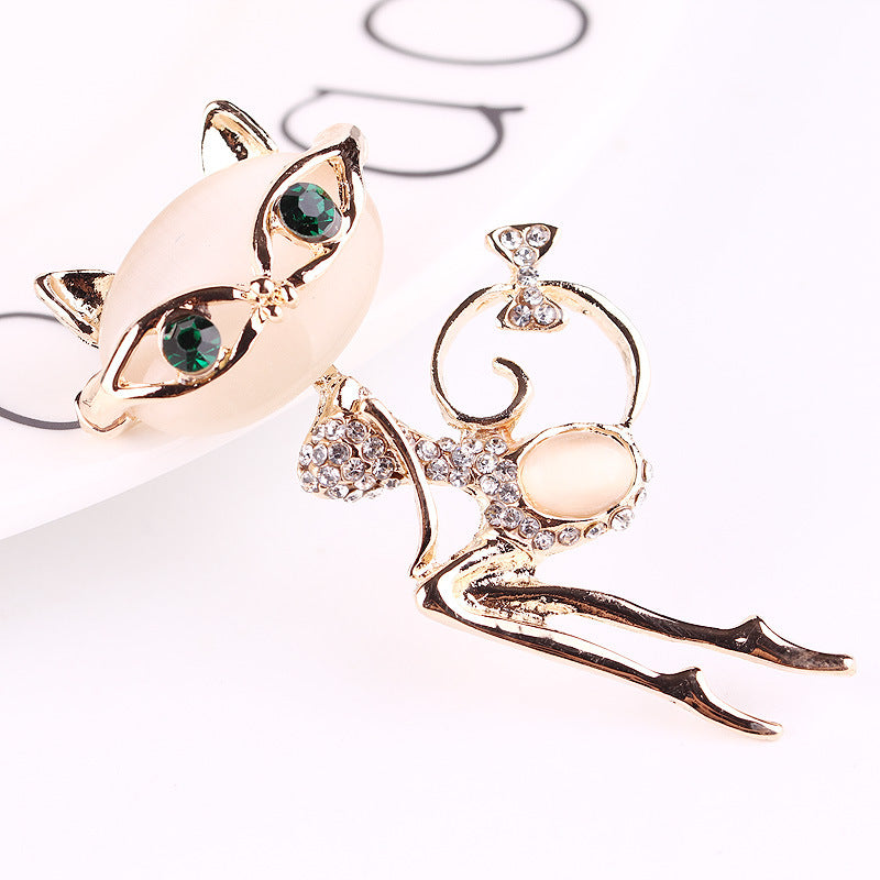 Korean Style Cat Glasses Brooch - Cute Accessory Design