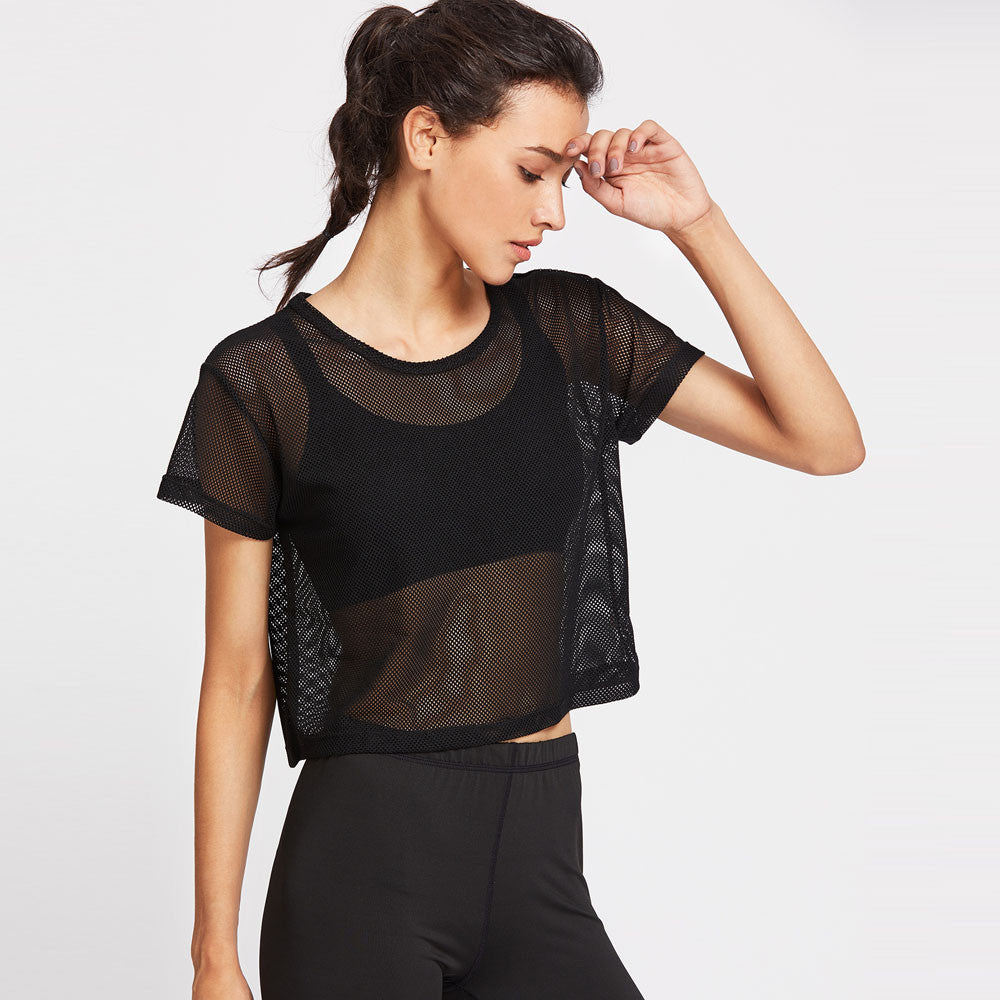 Sheer Mesh Crop Top Cover-Up