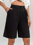 Knee-Length Women's Casual High Waist Suit Shorts (1pc)