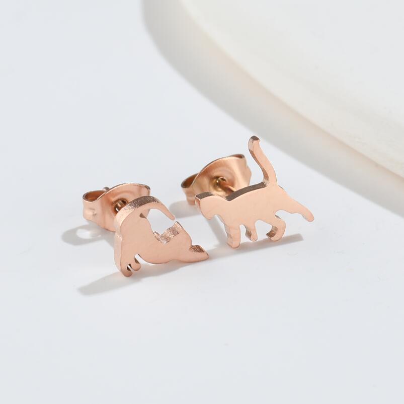 Minimalist Stainless Steel Cat Earrings for Girls (1 Pair)