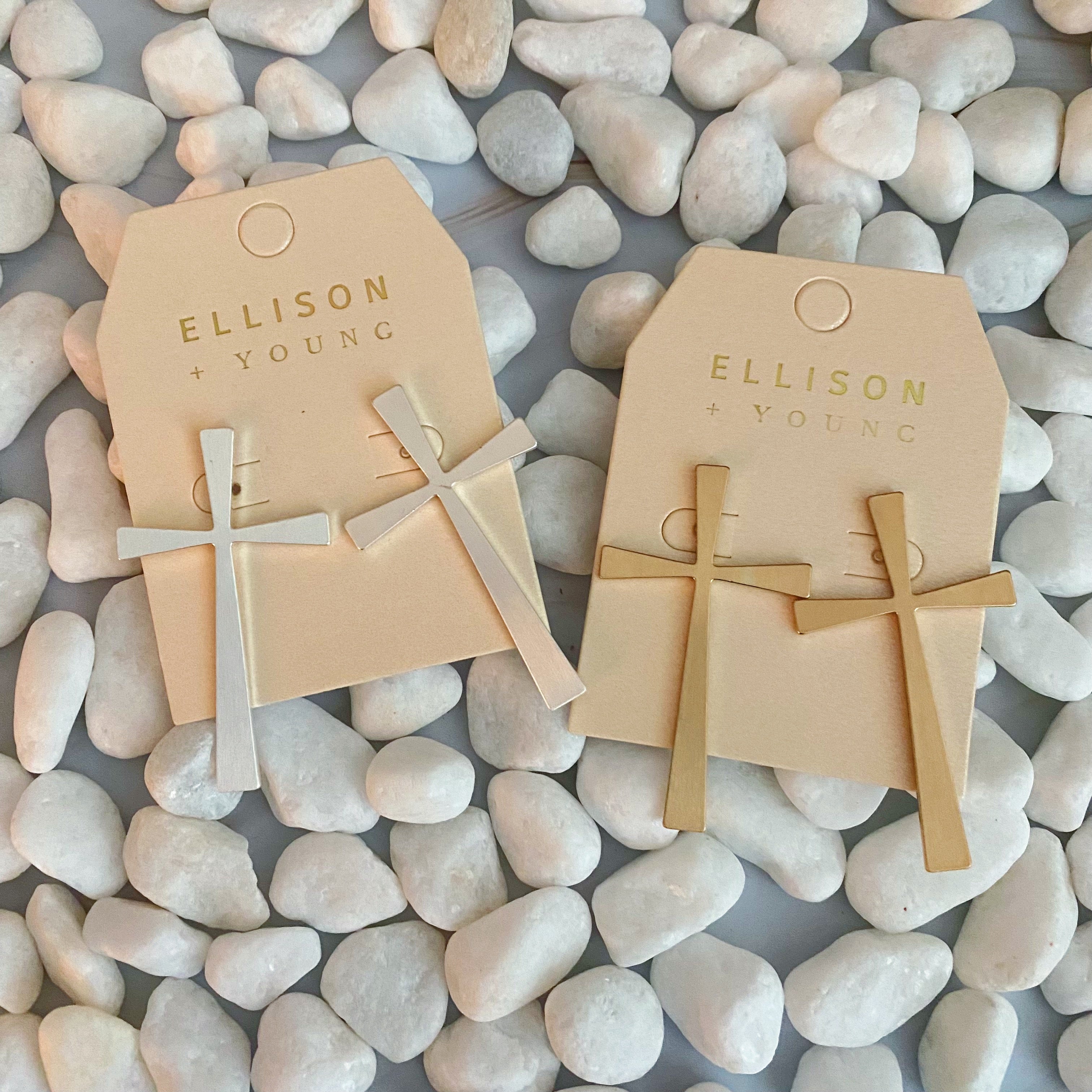Satin Finish Cross Earrings