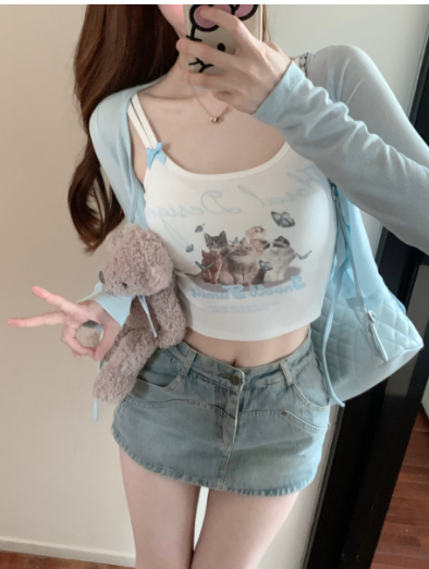 Lace Trim Crop Top with Bow for Women