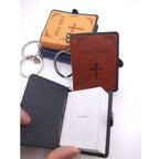Mini Leather Bible Keychain with Cross Pendant | Christian Gift