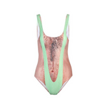 Novelty Chest Hair Print One-Piece Swimsuit