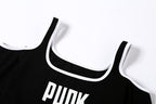 Crop Top T-Shirt with Shoulder Letter Print by PUNKT