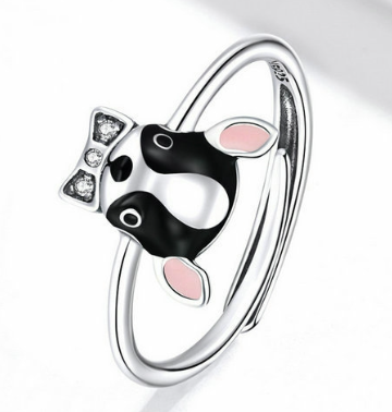 Silver Cute Dog Ring for Men and Women