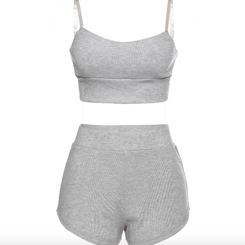 Fashionable Women's Short Set with Crop Top and Shorts