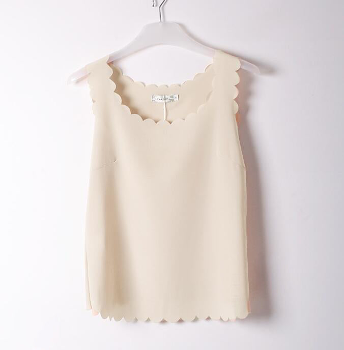 Scalloped Sleeveless Chiffon Camisole Top