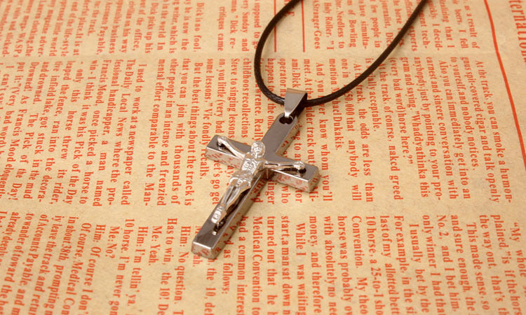 Jesus Cross Pendant in Titanium Steel Necklace | Christian Jewelry