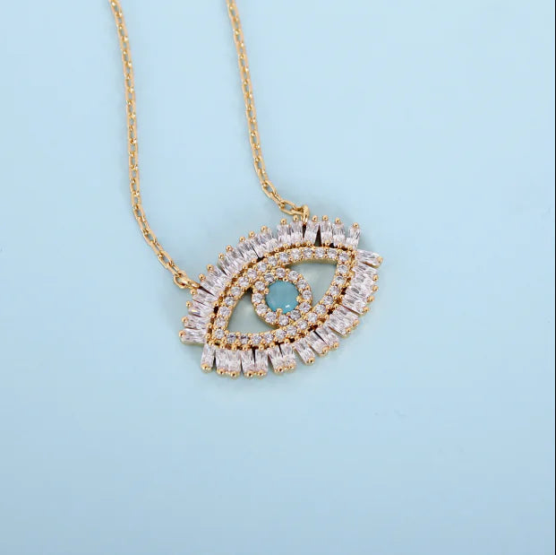 Evil Eye Necklace with Cat's Eye Design (Blue) | Jewelry
