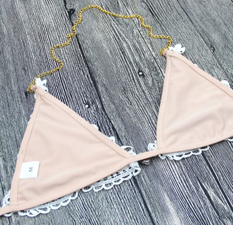 Rhinestone Lace Tie-Side Bikini