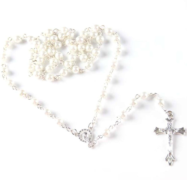 Handmade 6mm Glass Pearl Necklace Wholesale Rosary | Christian Jewelry