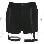 Gothic Black Shorts with Lace-up Design for Women