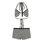 Striped Bikini Set with Halter Top and Shorts