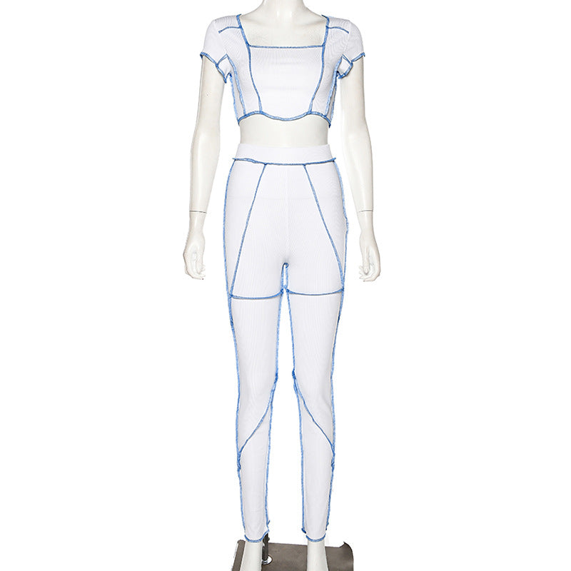 Summer Women's Fashion Crop Top and Pants Set
