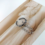 Vintage Distressed Leather Couple Rings with Cross Chain