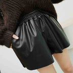 High Waist PU Leather Shorts for Women - Loose Fit