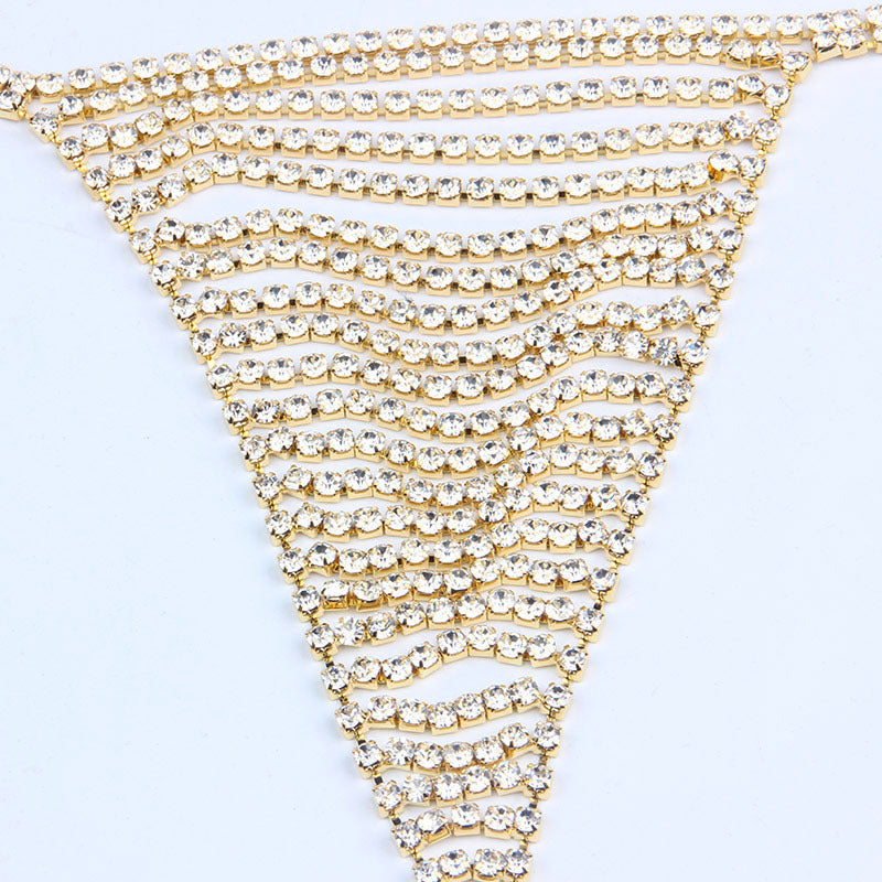 Rhinestone Thong Body Chain in Gold and Silver