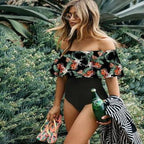 Off-Shoulder Ruffle One-Piece Swimsuit