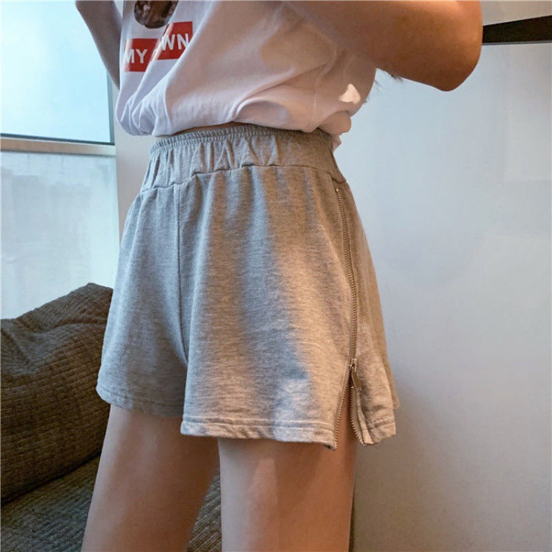 Women's Loose High-Waist Zipper Shorts for Summer