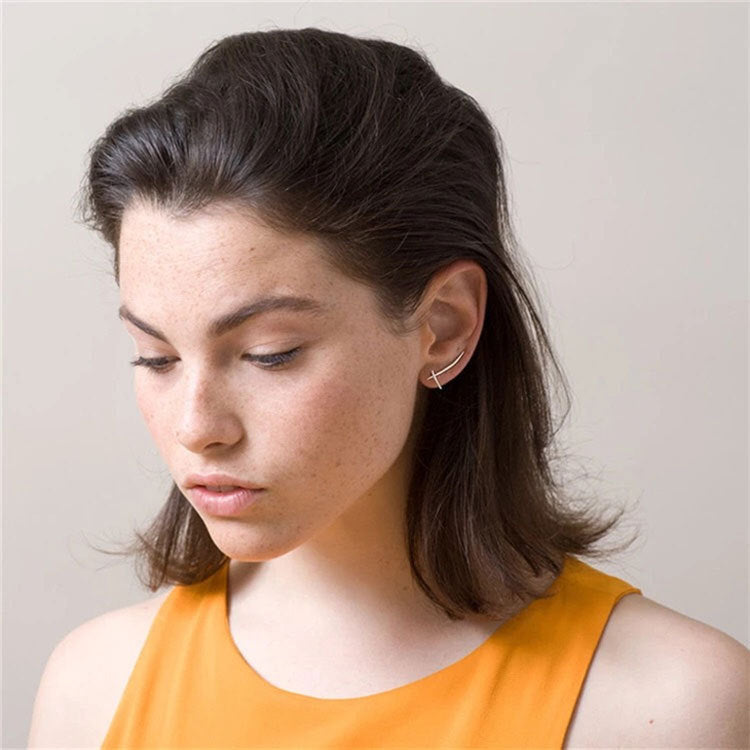 Silver Cross Earrings - Stylish Minimalist Design