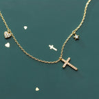 Ailuoqi Silver Necklace with Heart and Cross Design