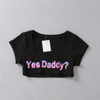 Letter Print T-Shirt, Sports Crop Top Tank