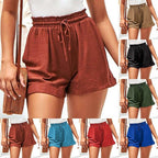 Linen A-Line Wide-Leg Lace-Up Shorts for Women