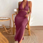 Crochet Knit Cutout Maxi Beach Cover-Up Dress
