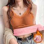 Lace Thermal Tank Top with Built-in Padding for Women