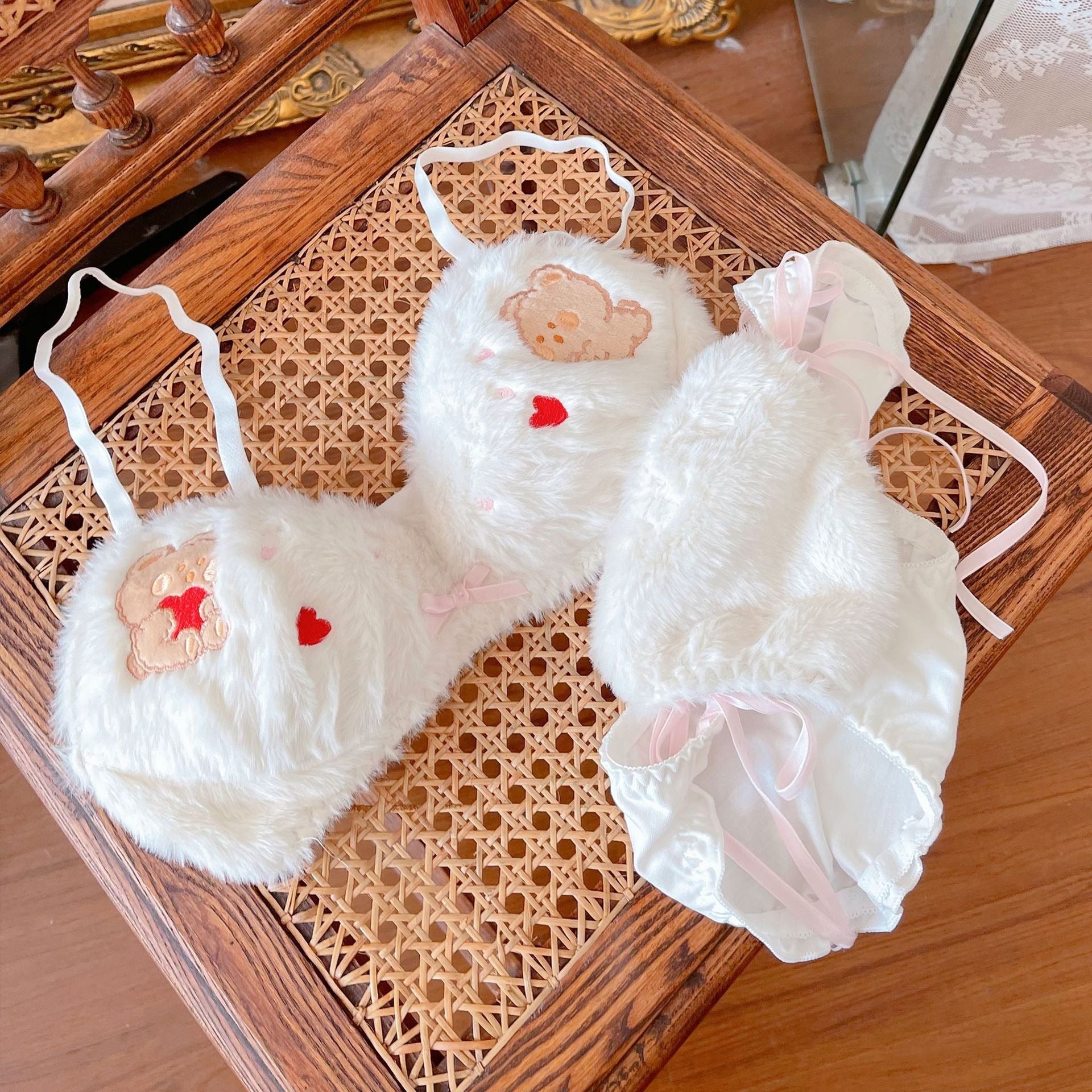 Cute Bear Plush Wireless Underwear Set