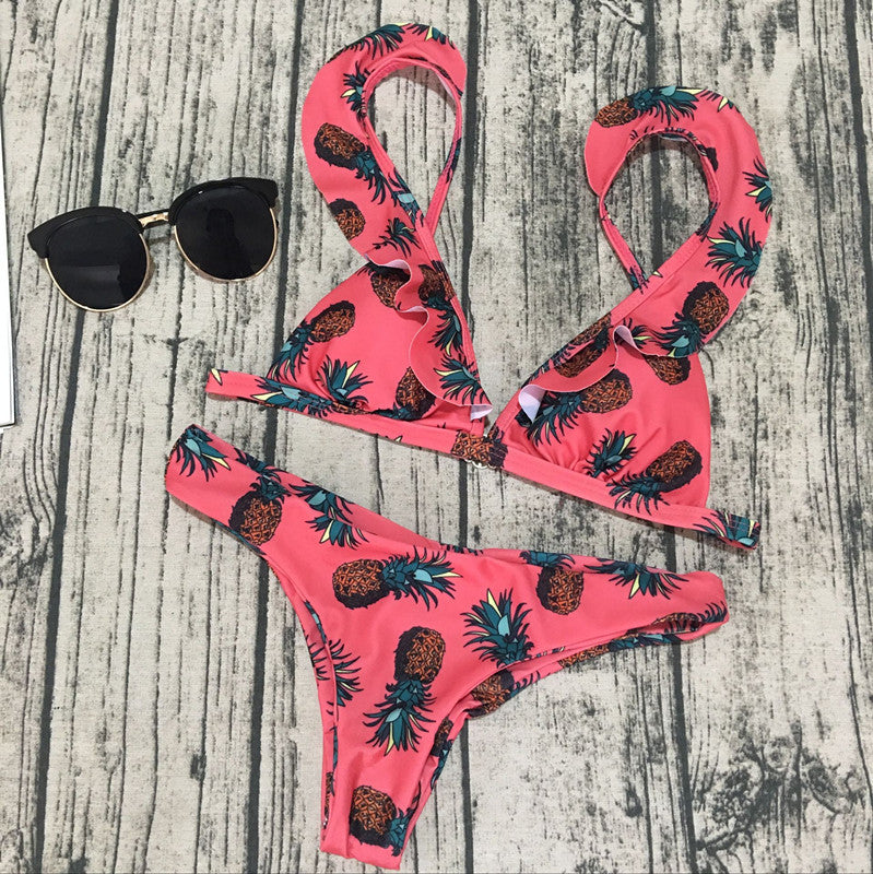 Floral Print Triangle Bikini Set