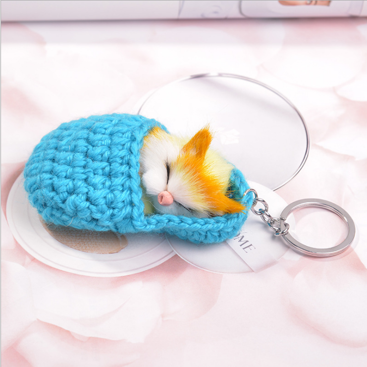 Sleepy Cat Plush Keychain Bag Pendant - Creative Design | Accessory