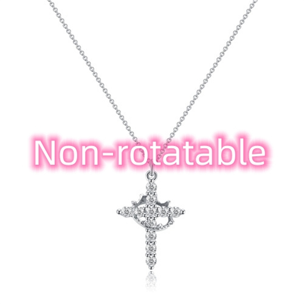 Zircon Cross Crown Pendant Necklace
