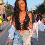 Crop Top with Neck Tie, Women's PU Vest